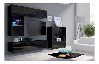 Obývací stěna Calabria C3 (černá) (bez osvětlení)