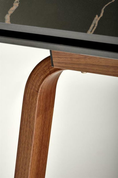 Rozkládací jídelní stůl 140-200 cm Léta (mramor černý + ořech) (pro 6 8 osob)