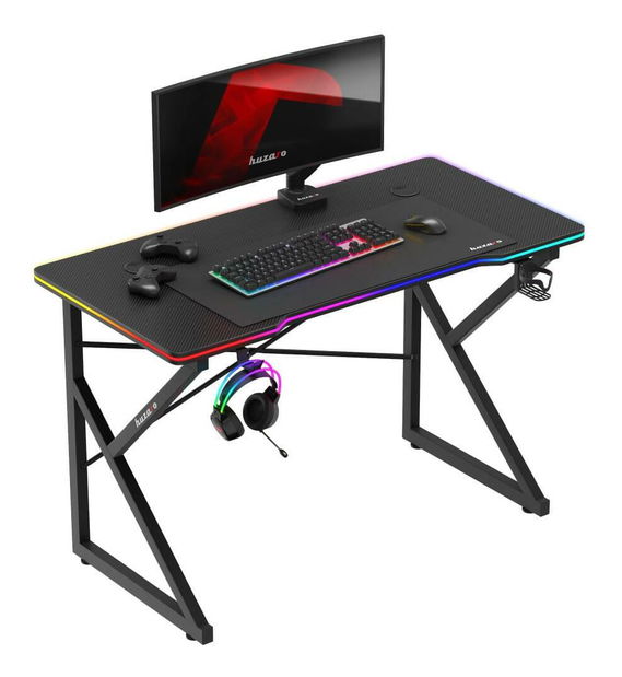 PC stolek Hyperion 1.7 (černá + vícebarevná) (s LED osvětlením)