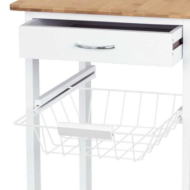 Servírovací stolek Dulcemente 2 (bambus + bílá matná)