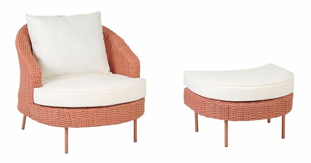 Zahradní křeslo s taburetkou Al (růžová)