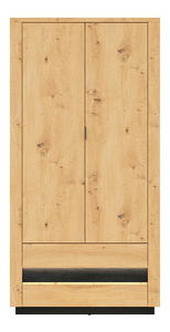 Šatní skříň BRW Ostia SZF2D2S (dub artisan + dub černý) (s LED osvětlením)