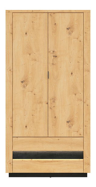 Šatní skříň BRW Ostia SZF2D2S (dub artisan + dub černý) (s LED osvětlením)