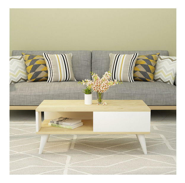 Konferenční stolek Vavepu 2 (dub safírový + bílá)