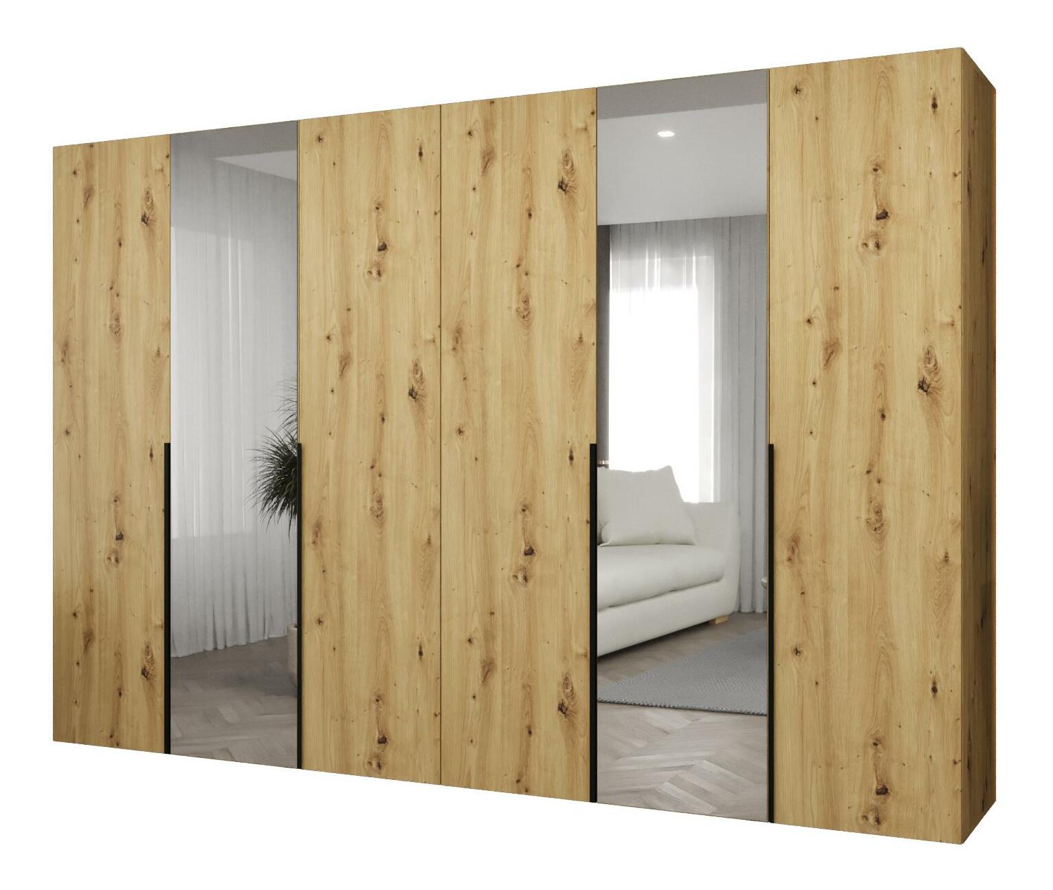 Šatní skříň 300 cm Alice 2 (dub artisan + černá)