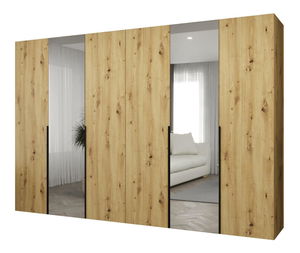 Šatní skříň 300 cm Alice 2 (dub artisan + černá)