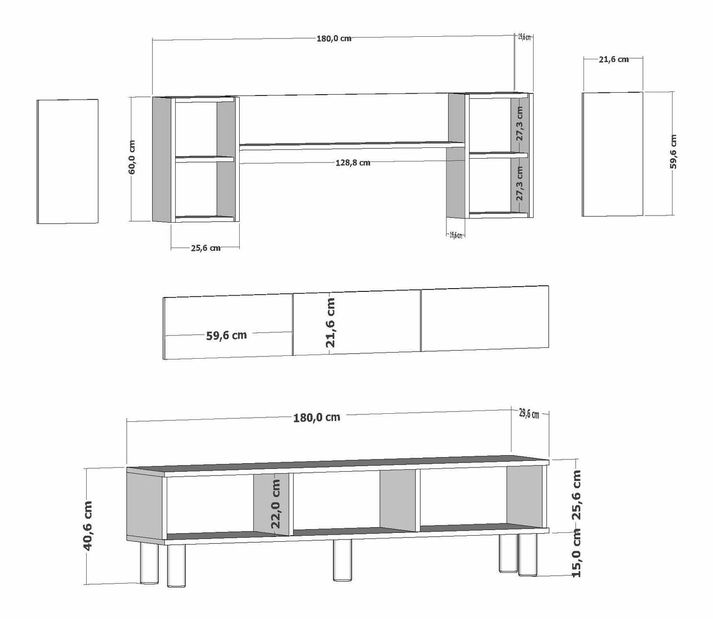 Obývací stěna Dentialo (dub hazeran)