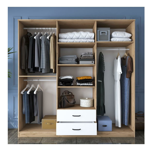 Šatní skříní Bastet 111 (ořech + bílá)