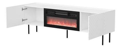 TV skříňka s krbem Grotzi 180 2D (kašmír + černá)