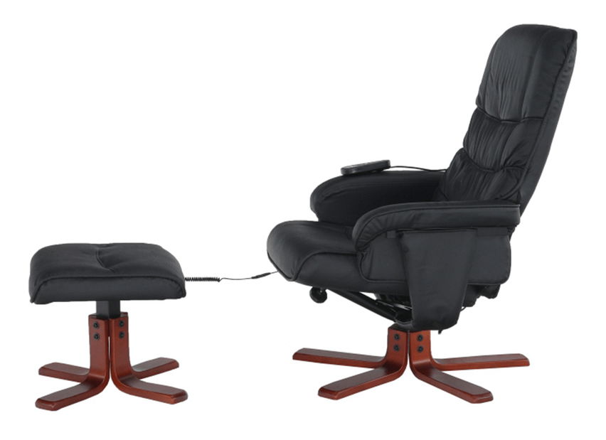 Masážní křeslo Amnel (ekokůže černá + třešeň) 