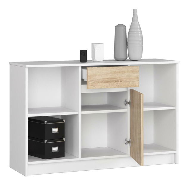 Komoda Briar (bílá + dub sonoma)