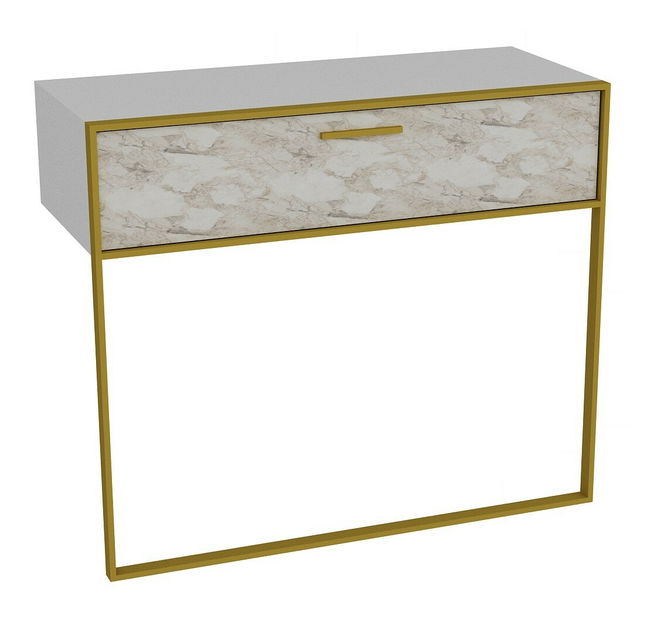 Konzolový stolek Poppy (Zlatá + Bílá)