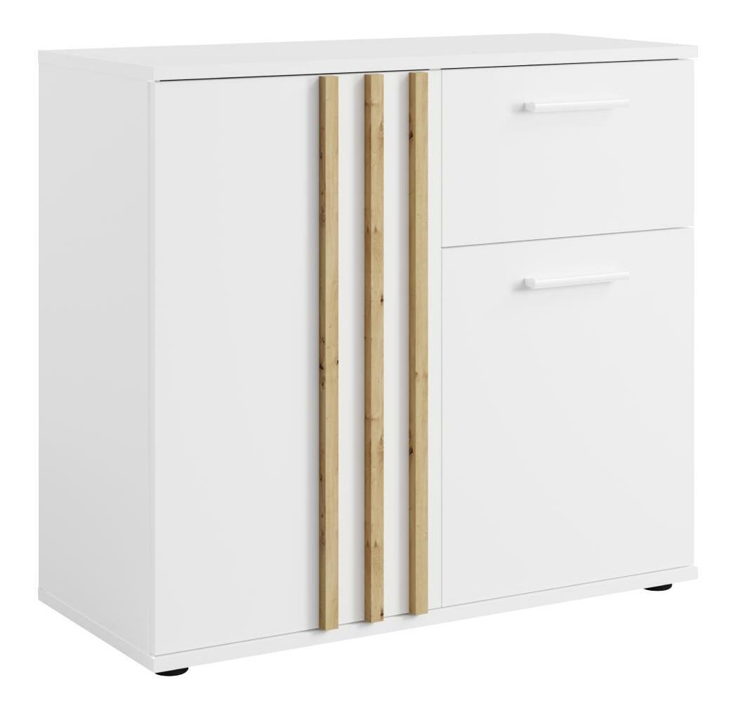 Komoda Tullin 4 (bílá + dub artisan)