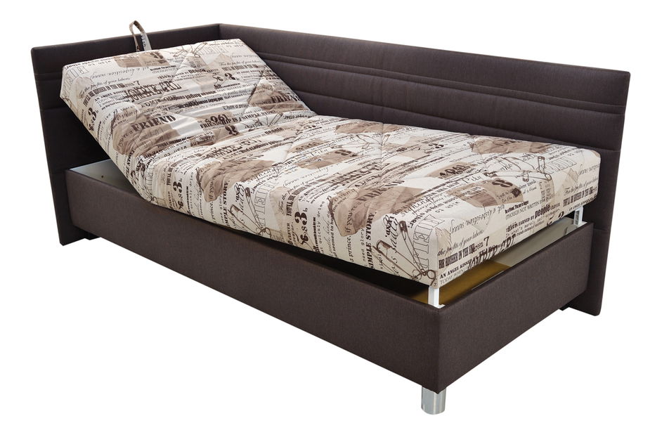 Jednolůžková postel 90 cm Blanář Polly (béžová + hnědá) (s roštem a matrací) (L)