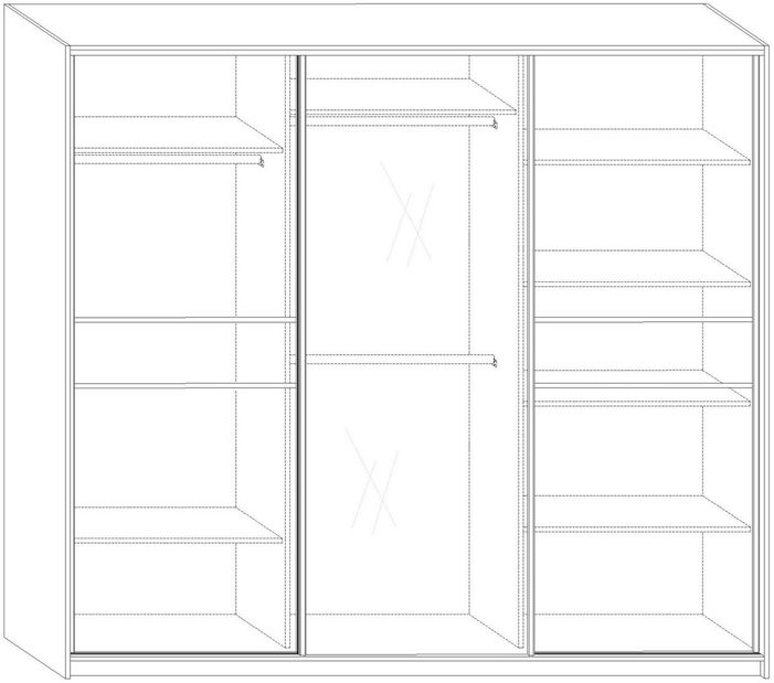 Šatní skříň Prestwood 240 D (se zrcadlem)