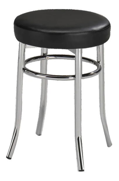 Taburetka Iveta (černá ekokůže + chrom)