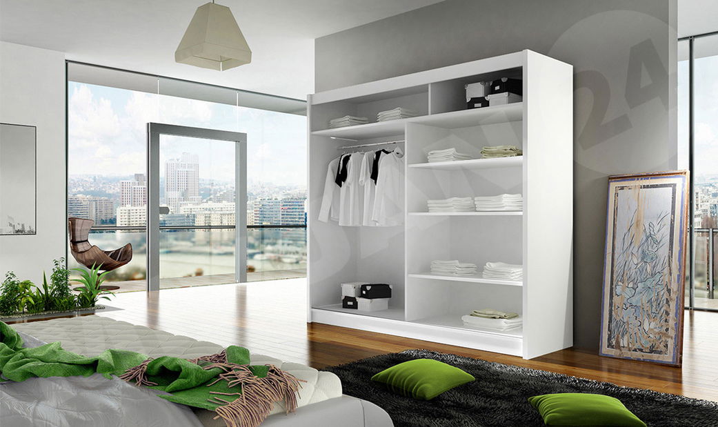 Skříň s posuvnými dveřmi Lena II (černá) (bez osvětlení) *bazar