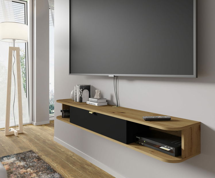 TV stolek/skříňka Ikaro (dub artisan + černá)