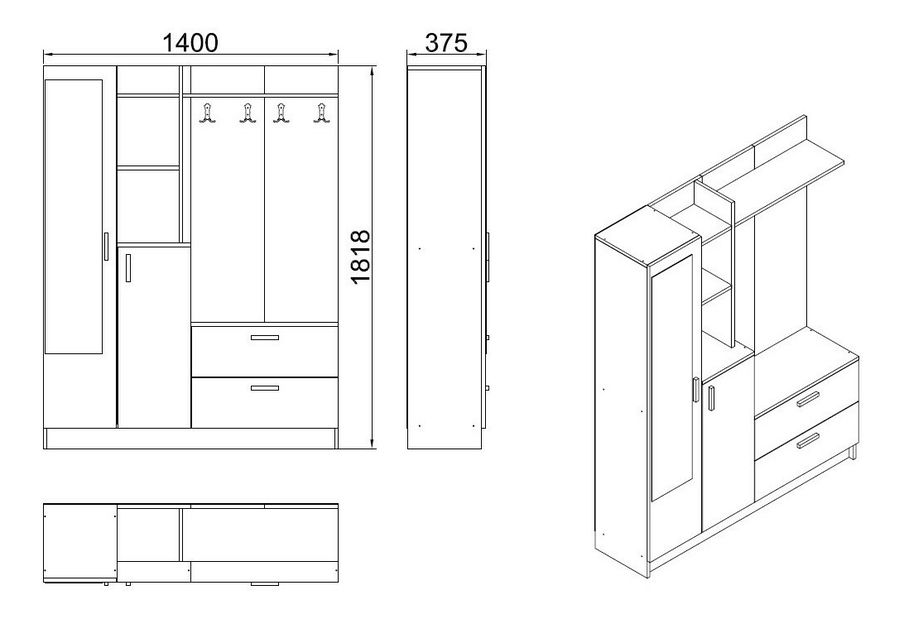 Předsíň Dede 5 (Borovice antlantic + Bílá)