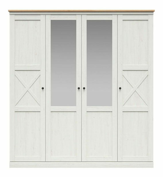 Šatní skříň BRW Frija 6 (borovice andersen bílá + dub artisan) (se zrcadlem)