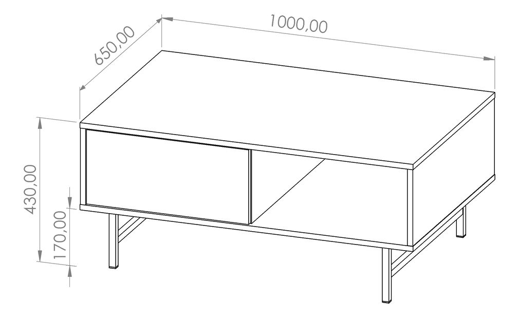Konferenční stolek Presto STO (černá matná + captains deck)