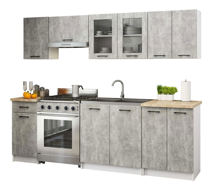 Kuchyňská sestava 240 cm Ozara II B (beton)