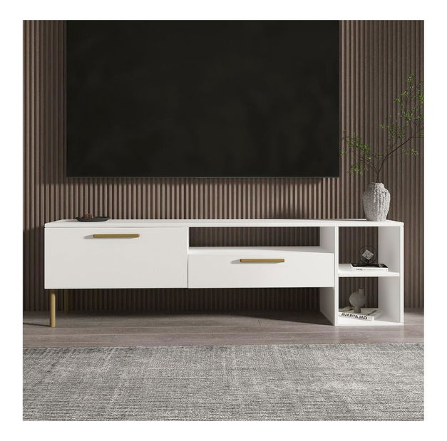 TV stolek/skříňka Sipete (bílá + zlatá)