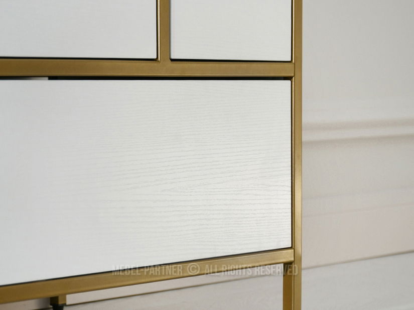 Komoda Soren Kom (bílé dřevo + zlatá) *výprodej