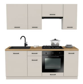 Kuchyňská sestava 200 cm Vestia 1 (kašmír + dub evoke)