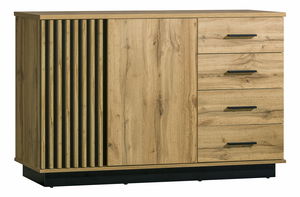 Komoda typ LA6 Laticia (matná černá + dub wotan)