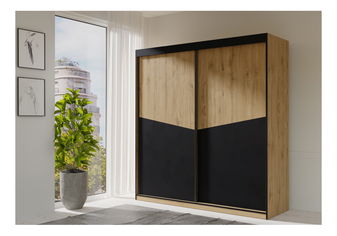 Šatní skříň Avain 200 (dub + černá)