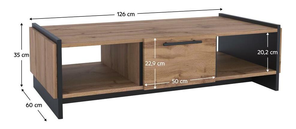 Konferenční stolek Actualmente (dub wotan + černá)
