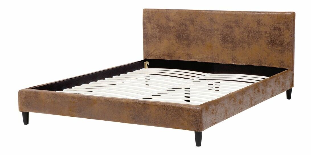 Manželská postel 160 cm FUTTI (s roštem) (hnědá)