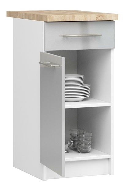 Dolní kuchyňská skříňka Ozara SZ40 SZ1 (bílá + metalický lesk)