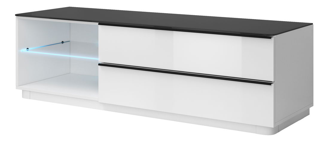 TV stolek/skříňka Toft Typ 40 (bílá + černé sklo)