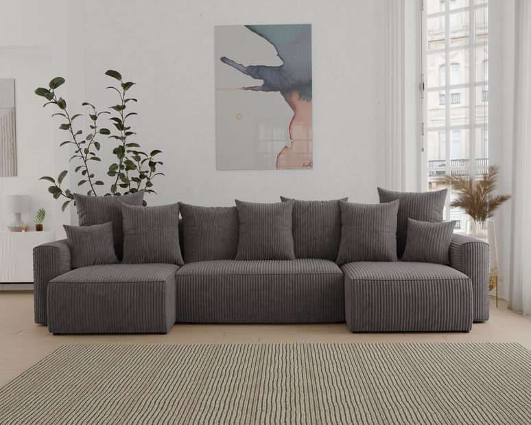 Rohová sedačka Denia U (šedočerná) (P)