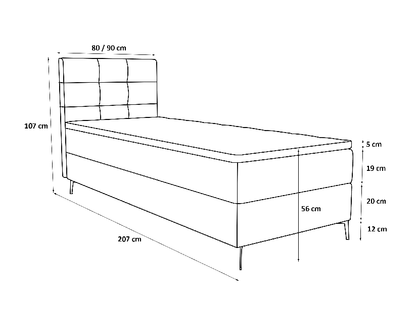Jednolůžková postel 80 cm Infernus Bonell (terakota) (s roštem, bez úl. prostoru)