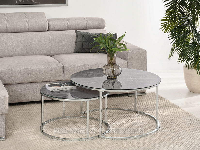 Konferenční stolek Grande (mramorově šedá + chromová) *výprodej