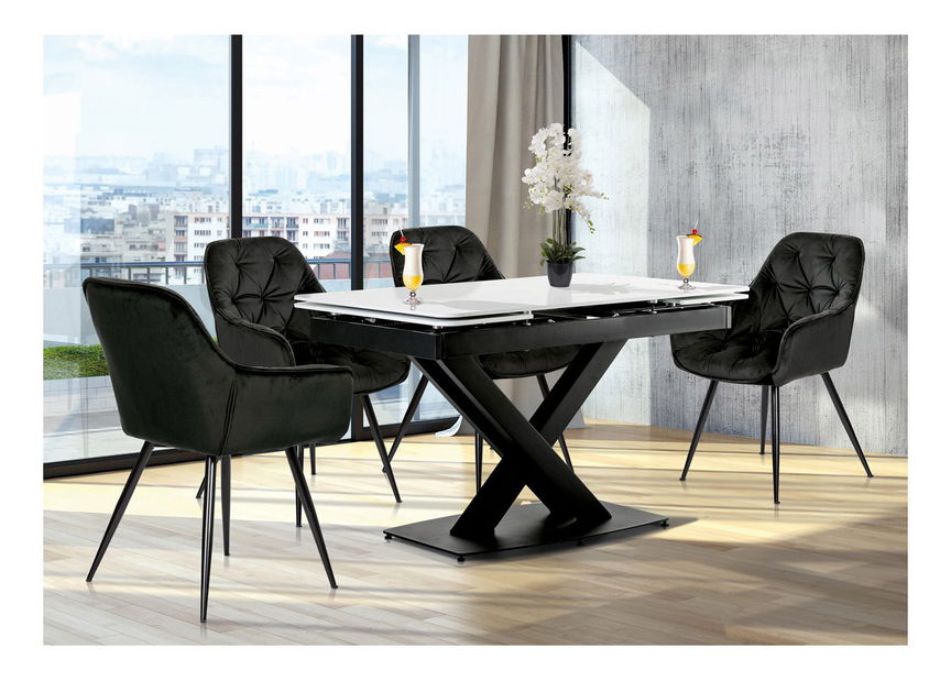 Jídelní stůl Hefin-450m-BK (černá + bílá) (pre 4 až 6 osob)