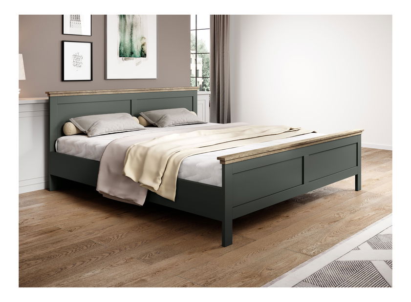 Manželská postel 180 cm Elvina S Typ 31 (tmavě zelená + dub lefkas)