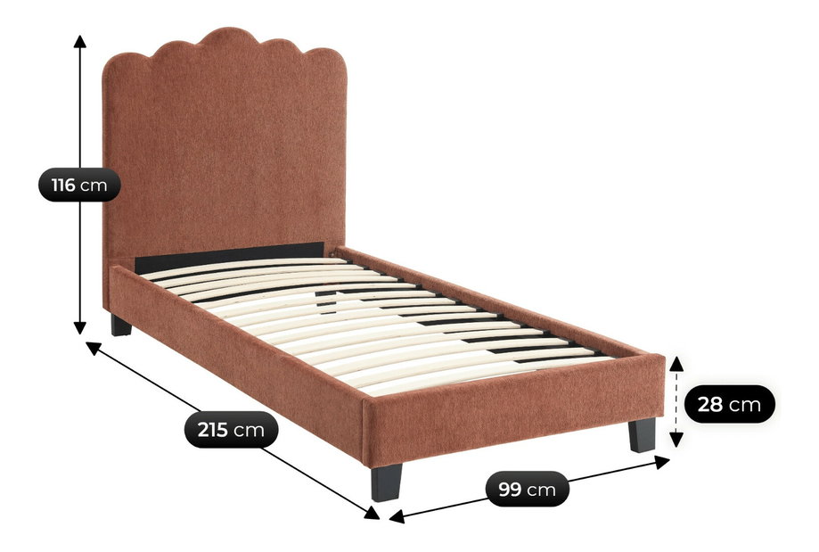 Jednolůžková postel 90 cm Catar 90 (červená) (s roštem)