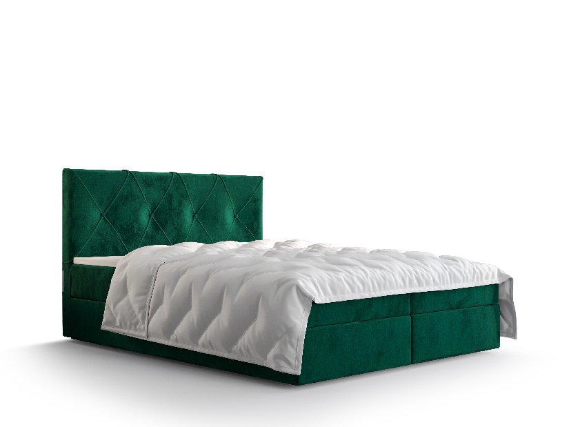 Manželská postel Boxspring 140 cm Athena (olivová) (s matrací a úložným prostorem)