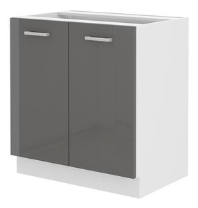 Dolní kuchyňská skříňka Saria 80 D 2F BB (Korpus: lesk šedý + Front: bílá)