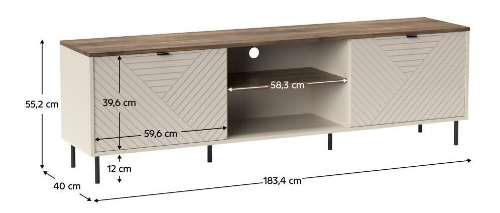 TV skříňka Explicaba (kašmír + dub castello)