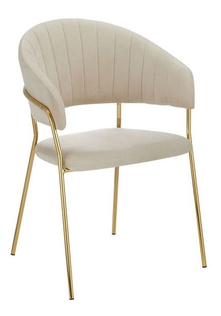 Designové jídelní křeslo Dasmona 1 (béžová + zlatá + chromová)