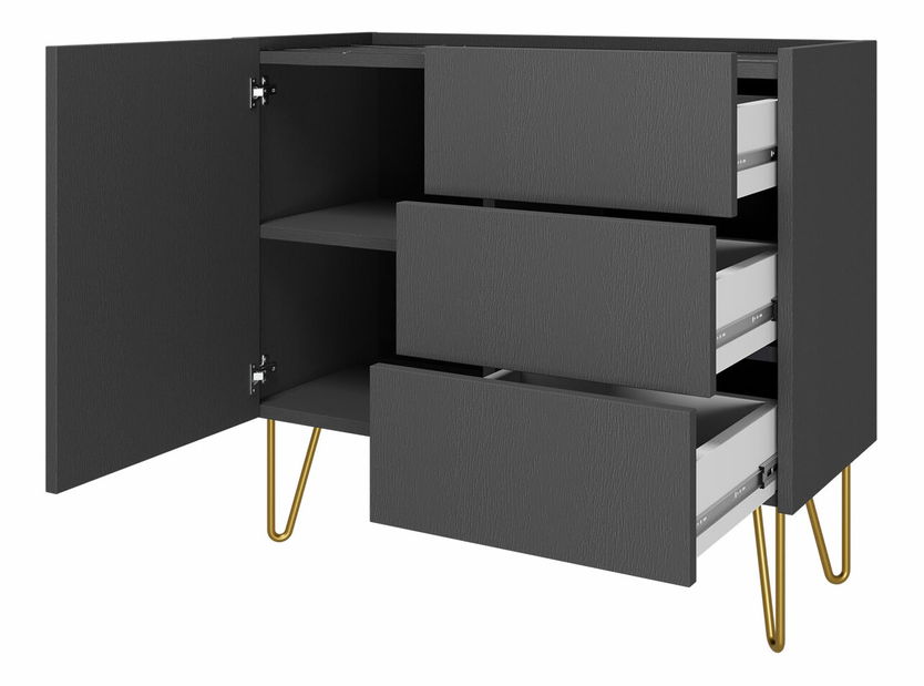 Komoda Amaryllis AKSZ97 (černý grafit + černý královský mramor) *bazar