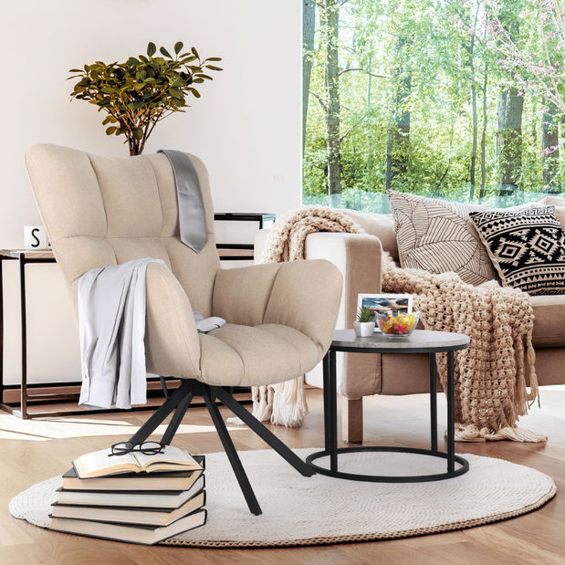 Křeslo Kimora (béžová + černá)