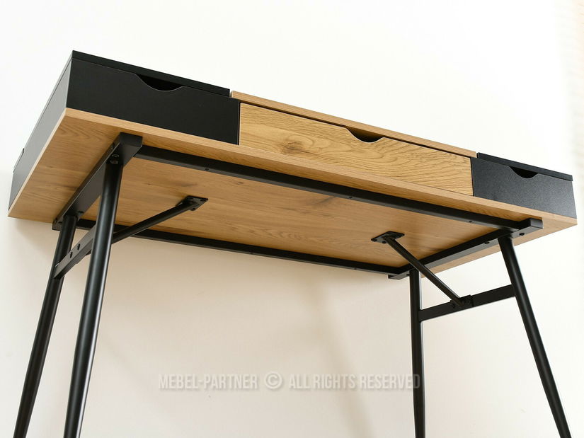 PC stolek Baiden (dub černý + černá)