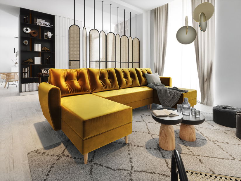 Rohová sedačka ve tvaru U Palermo (medová) (L)