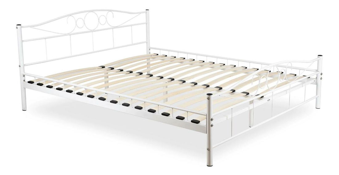 Kovová postel 160 cm Granjeros (bílá) (s roštem)